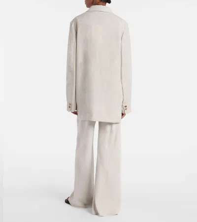 The Row Nat Double-breasted Silk And Linen Blazer In Grey