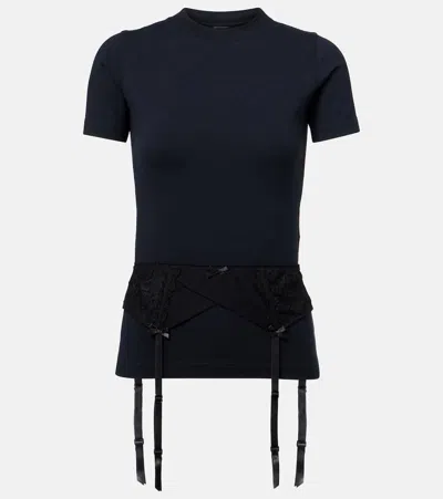 Balenciaga Women Black Crewneck T-shirt With Underwear Detail On The Waist In Cotton Woman In Black