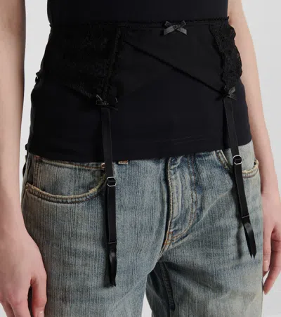 Balenciaga Women Black Crewneck T-shirt With Underwear Detail On The Waist In Cotton Woman In Black