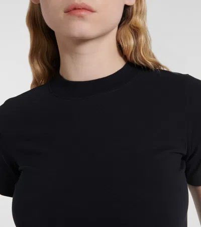 Balenciaga Women Black Crewneck T-shirt With Underwear Detail On The Waist In Cotton Woman In Black