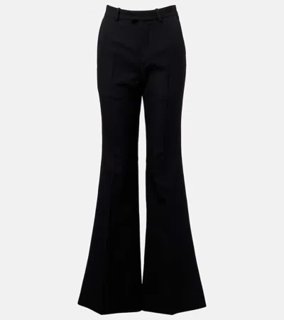 Balenciaga Women Flared Trousers In Black Flowing Viscose
