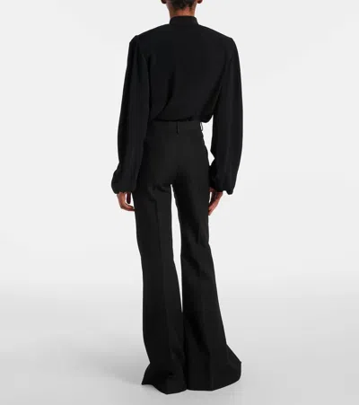Balenciaga Women Flared Trousers In Black Flowing Viscose
