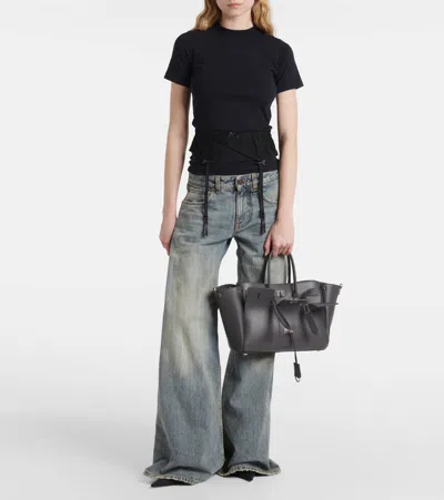 Balenciaga Small Leather Bel Air Carry All Tote Bag In Grey