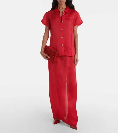 Khaite Lucian Maxi Skirt In Red