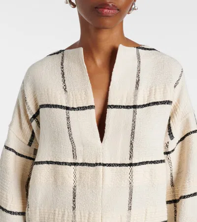 格纹棉质与亚麻混纺帆布罩裙