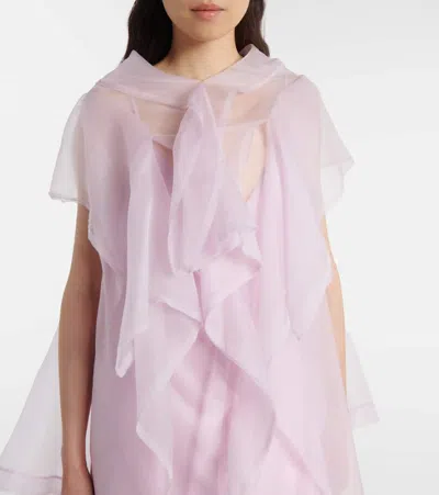 Khaite Santana Ruffled Silk Organza Top In Pink