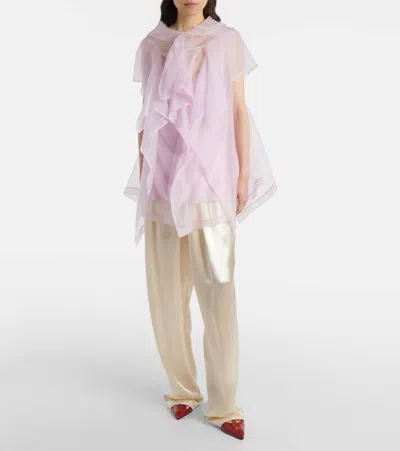 Khaite Santana Ruffled Silk Organza Top In Pink