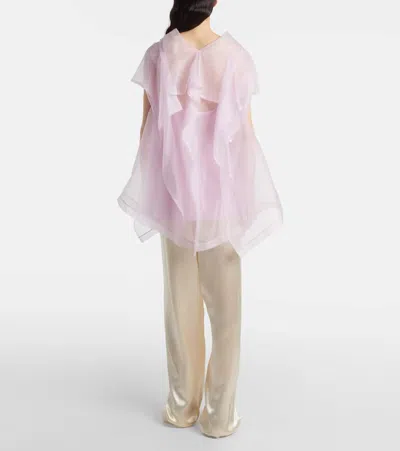 Khaite Santana Ruffled Silk Organza Top In Pink