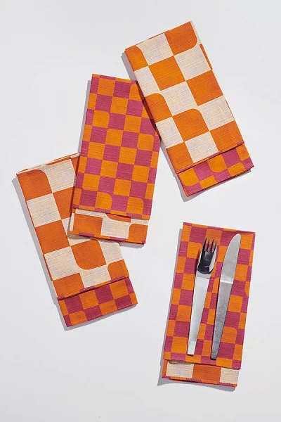 Tortuga Forma Double Sided Dinner Napkin Set In Sunrise At Urban Outfitters In Orange
