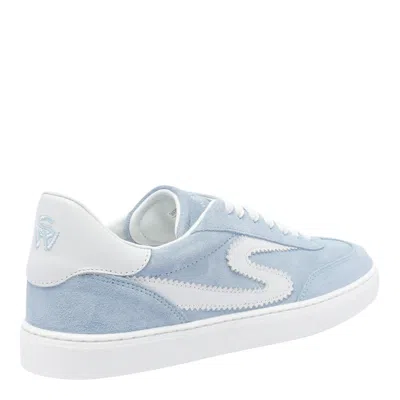 Stuart Weitzman Low Top Runaround Sneakers With Suede Finish In Blue