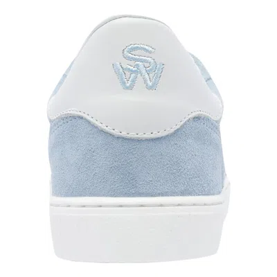 Stuart Weitzman Low Top Runaround Sneakers With Suede Finish In Blue