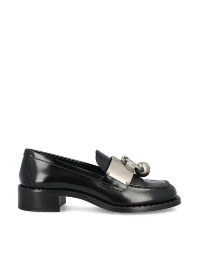 Prada Brushed Leather Loafers In Black