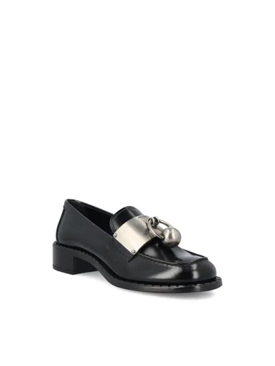 Prada Brushed Leather Loafers In Black
