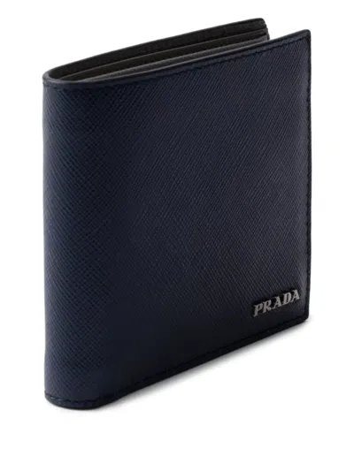 Prada Saffiano Leather Wallet In Blau