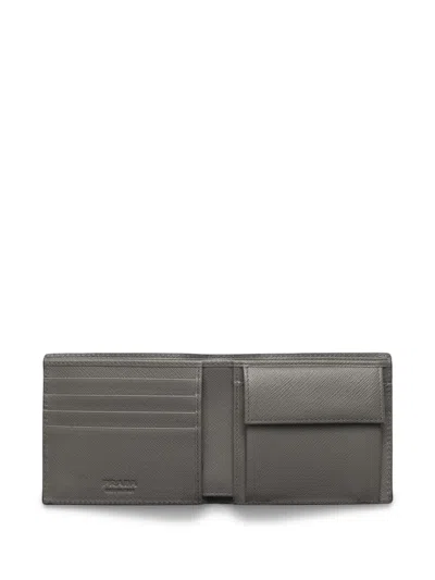 Prada Saffiano Leather Wallet In Blau