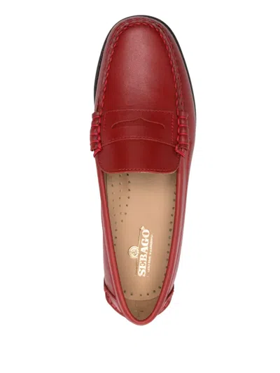 Sebago White Leather Danielle Pop Loafers In Red