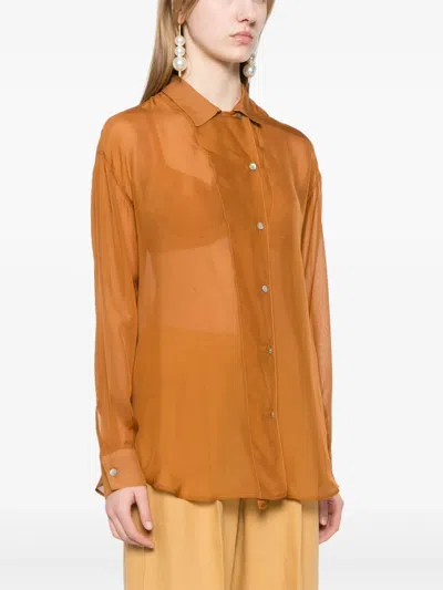 Forte Forte Forte_forte Chic Chiffon Silk Shirt In Braun