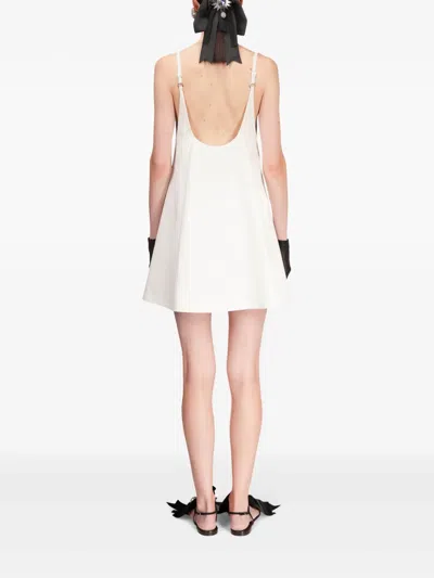 Area Crystal Strap Rosette Cotton Poplin Minidress In Off White