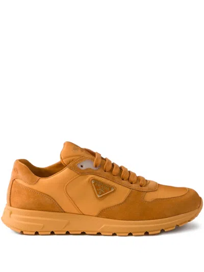 Prada Prax 2.0 Re-nylon And Suede Sneakers In Orange