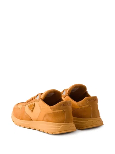Prada Prax 2.0 Re-nylon And Suede Sneakers In Orange