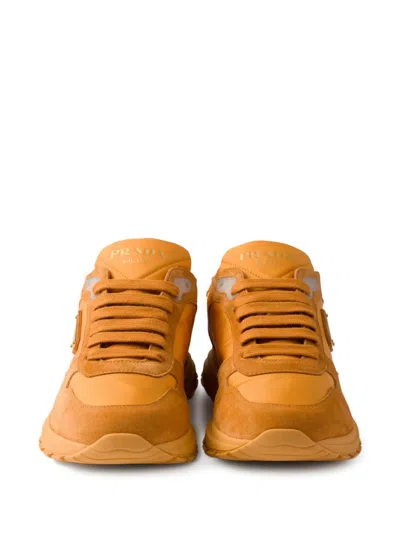 Prada Prax 2.0 Re-nylon And Suede Sneakers In Orange