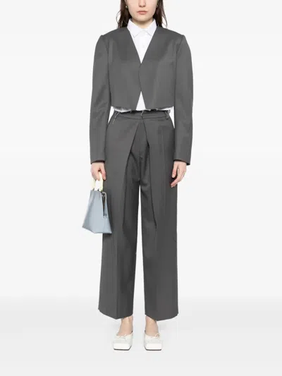 Low Classic Kragenlose Jacke In Grau