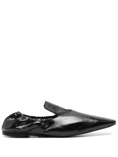 Totême Black Elastic-back Leather Loafers In Black 001