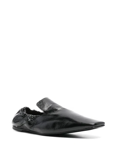 Totême Black Elastic-back Leather Loafers In Black 001