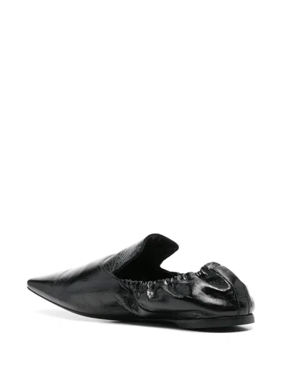 Totême Black Elastic-back Leather Loafers In Black 001