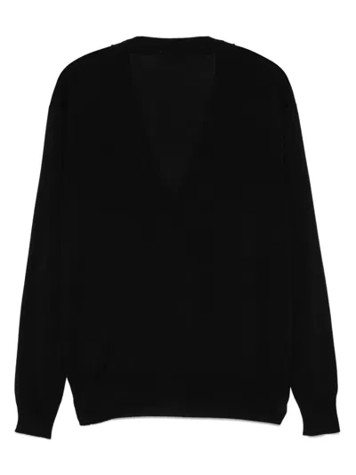 Lardini Button-front Wool Cardigan In Black