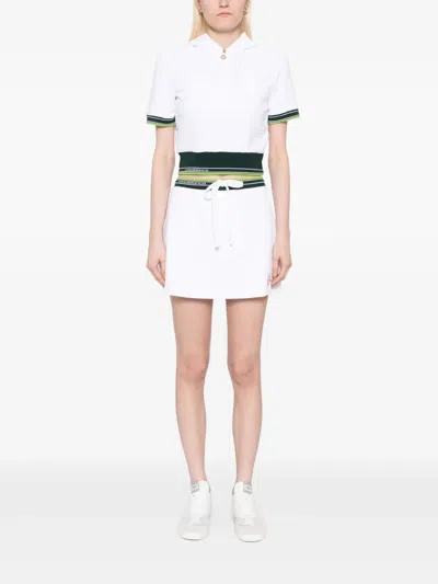 Casablanca Hooded Short Top Striped Trim In White