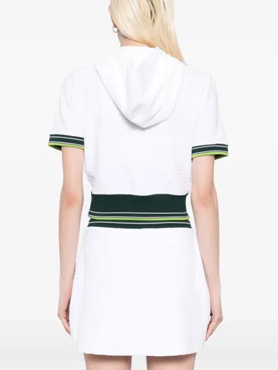 Casablanca Hooded Short Top Striped Trim In White