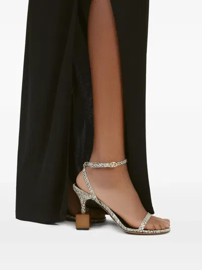 Jacquemus The Bisou Geometric Snake-embossed Leather Sandals In Nude