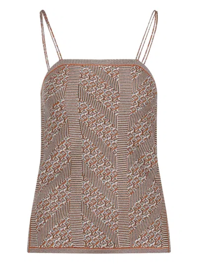 Valentino Sleeveless Chevron Knitted Top In Multicolour