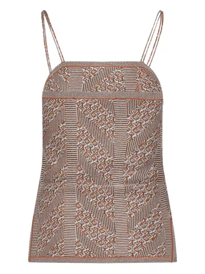 Valentino Sleeveless Chevron Knitted Top In Multicolour