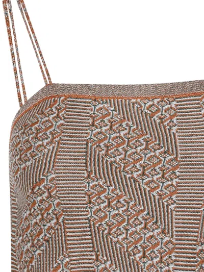 Valentino Sleeveless Chevron Knitted Top In Multicolour