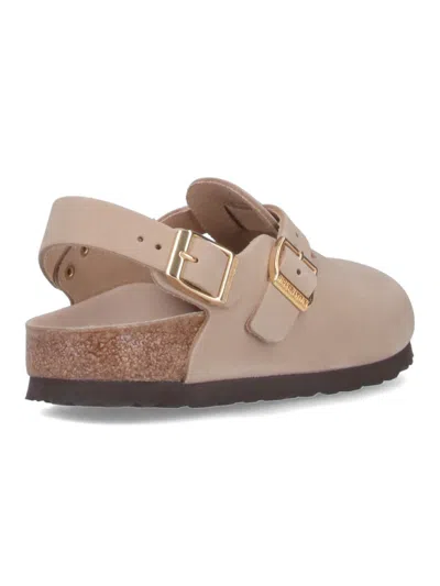 Birkenstock Mule 'tokio' Con Fibbia Sul Fronte E Sul Retro In Pelle Beige Donna In Multi