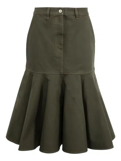 Loewe Cotton Skirt With Pockets And Belt Loops In Grün