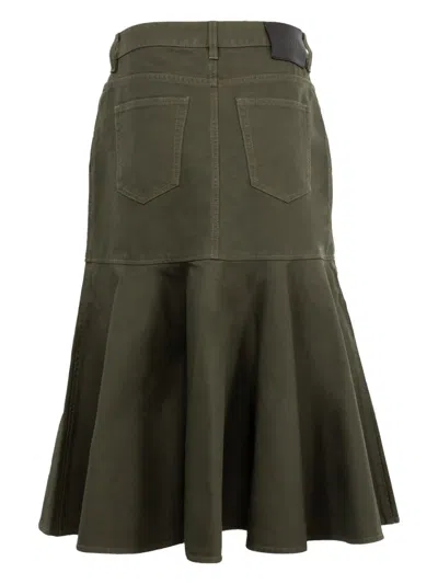 Loewe Cotton Skirt With Pockets And Belt Loops In Grün