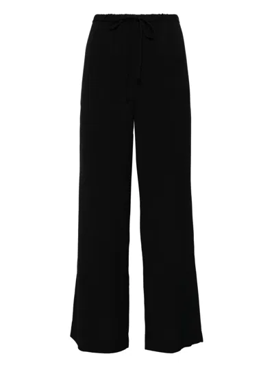 条纹抽绳腰边长裤