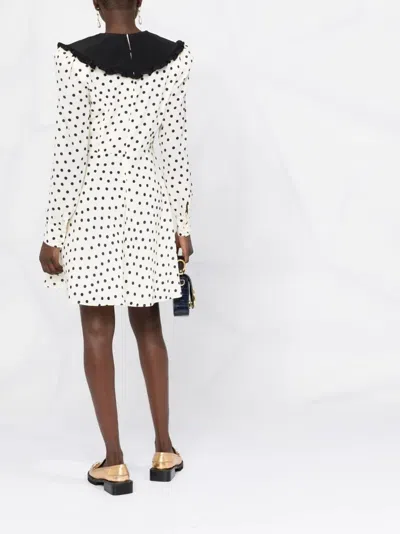 Alessandra Rich Polka Dot-print Flared Dress In White