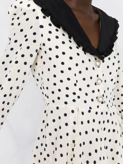 Alessandra Rich Polka Dot-print Flared Dress In White
