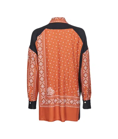 Pinko Clocks Viscose Shirt With Bandana Print In Brown
