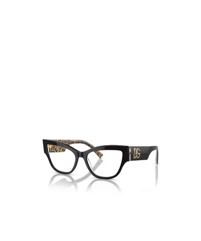 Dolce & Gabbana Cat Eye-frame Logo-lettering Glasses In 501 Black