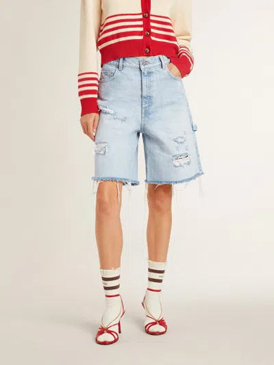 Golden Goose Marsha Denim Shorts In Blue