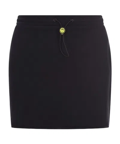 Barrow Black Mini Skirt With Drawstring In Black
