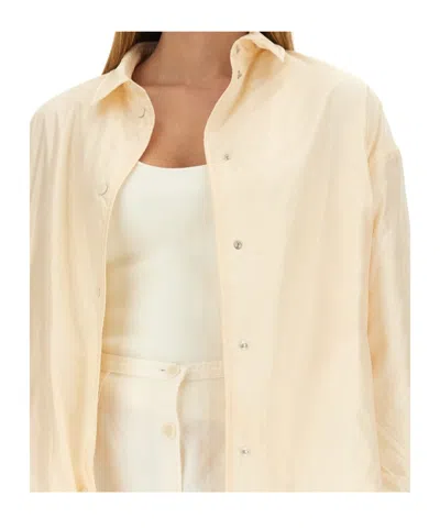 Aspesi Oversize Lightweight Collared Button-down Shirt In Ivory