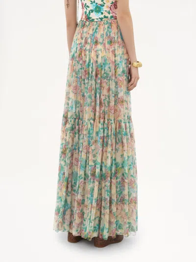 Chloé Floral Tiered Silk Skirt With Elastic Waistband In Multicolor