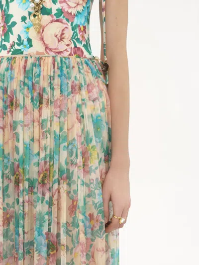 Chloé Floral Tiered Silk Skirt With Elastic Waistband In Multicolor
