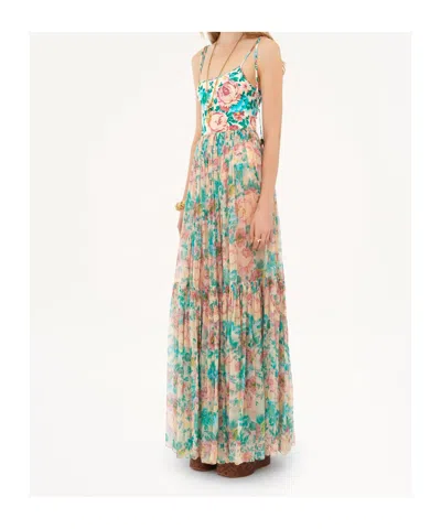 Chloé Floral Tiered Silk Skirt With Elastic Waistband In Multicolor